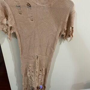 Distressed Knit Sweater Dress